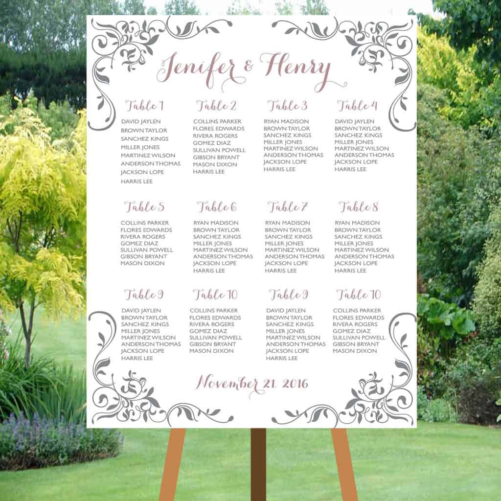 Custom Boho Calligraphy Wedding Seating Chart