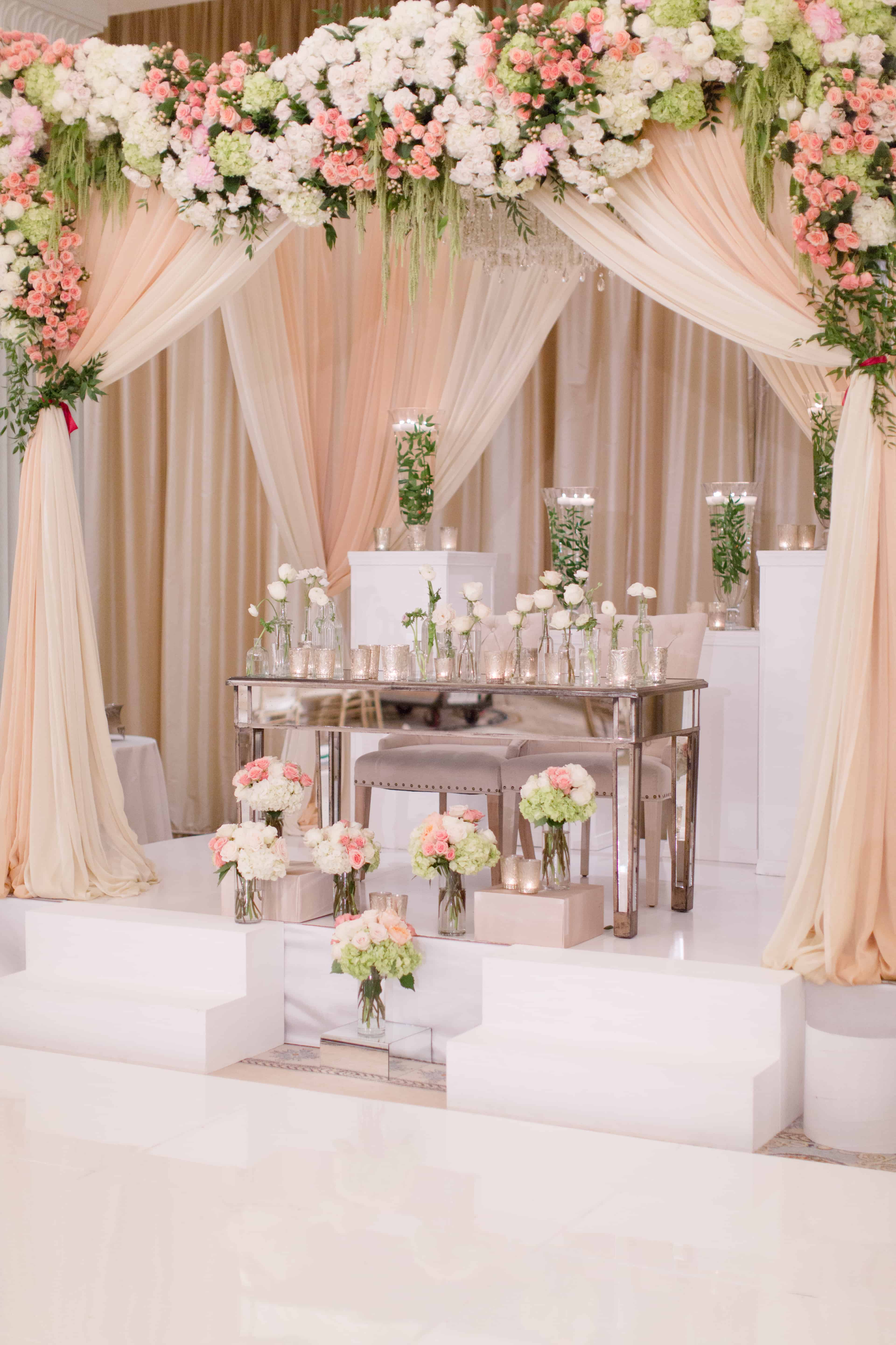 Stephanie and Sagar Mexican Indian Wedding at Casa Del Mar Santa Monica | White Garden Centerpiece | Wedding Decor | Santa Monica Beach Wedding | Wedding Florals | Mandap Decor