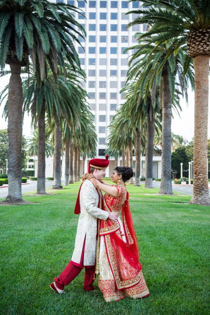 Ryan and Yakshita Fusion Indian Wedding at Hotel Irvine | Bride & Groom | Gujarati Bride | First Look