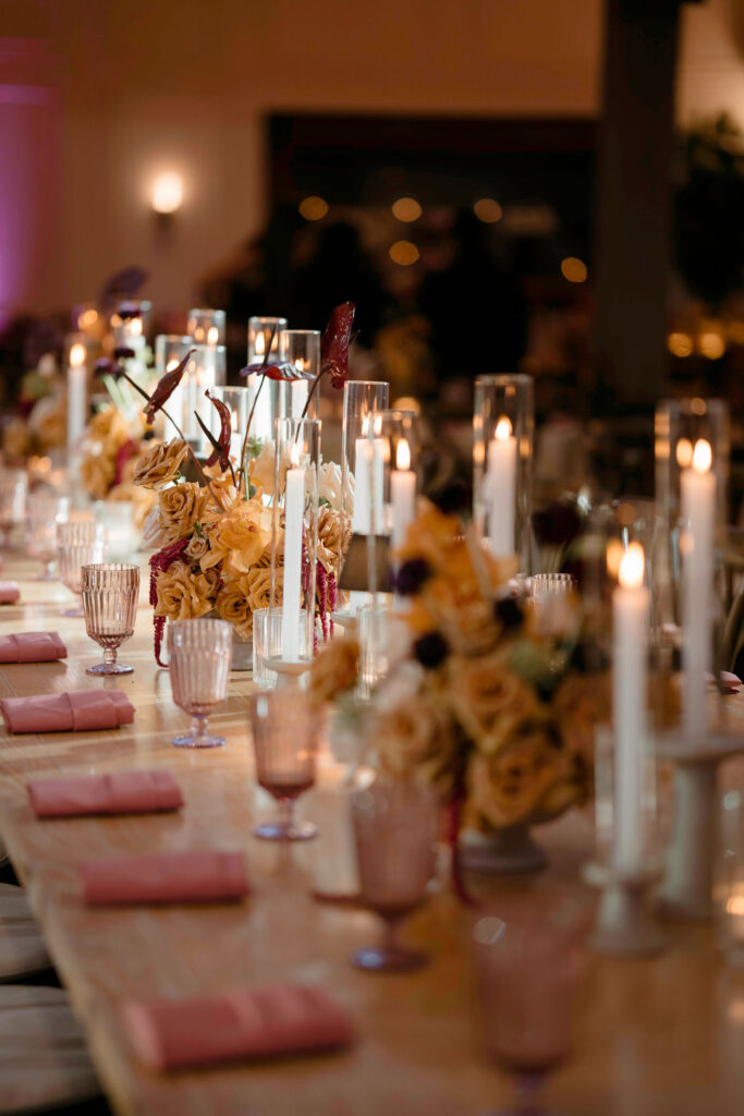 Reception of Tavneet and Balkarn at Calamigos Ranch in California | Wedding Planning and Design by The Marigold Company