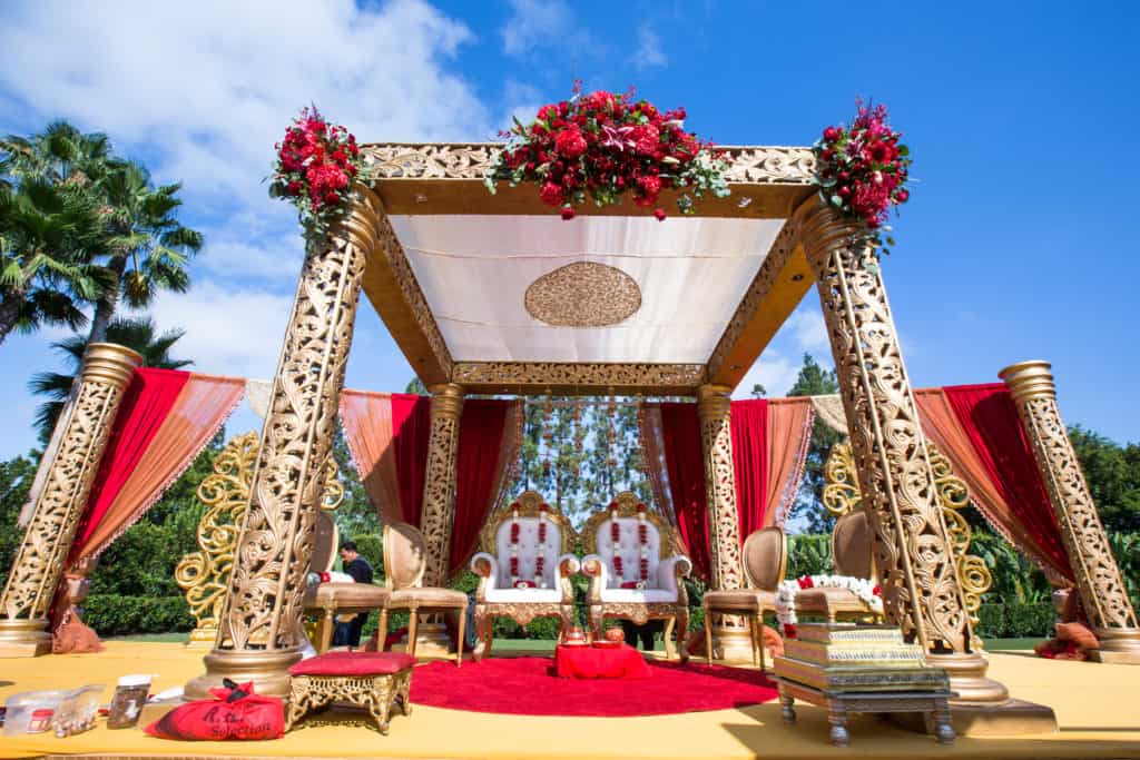 Ryan and Yakshita Fusion Indian Wedding at Hotel Irvine | Bride & Groom | Gujarati Bride | Indian Wedding Decor | Mandap Decor