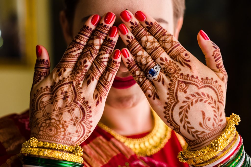 Evie and Neel Fusion American-Indian Wedding at EBell of Los Angeles | Bride & Groom | Gujarati Groom | Invitation | American Bride Indian Groom | Indian Wedding Program | Bridal Henna | The Marigold Company