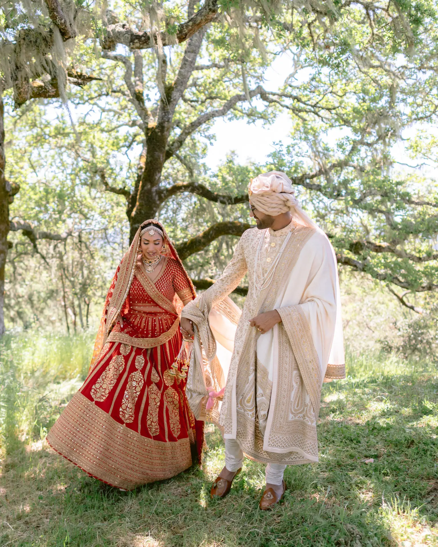 Indian Bride and Groom First Look | Sabyasachi Bride and Groom | Niharika and Ravi Hindu Wedding at Montage Healdsburg | Wedding Planning by The Marigold Company